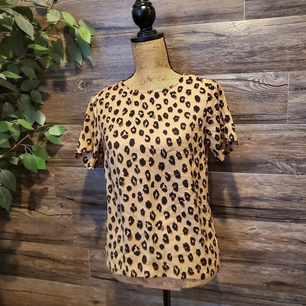 A New Day Cheetah Print Blouse Target Brand Women's Small